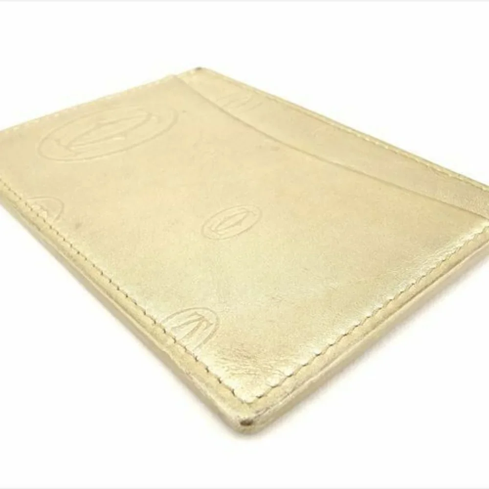 Cartier Card Case Gold leather Woman Authentic Used